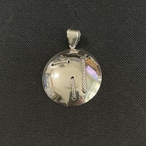 Vintage Modern Silver Circle Pendant for Necklace